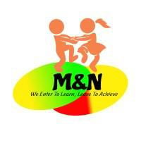 M&N logo featuring two orange stick figures on a yellow and green oval with tagline We Learn To Laugh Learn To Behave